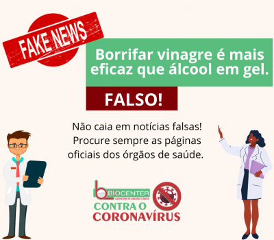 É FAKE : É falso que vinagre é mais eficiente que álcool gel na proteção contra o novo coronavírus!